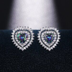 "💎Hollow Double Heart Colorful Zircon Inlaid Heart Earrings Women, INDN8611